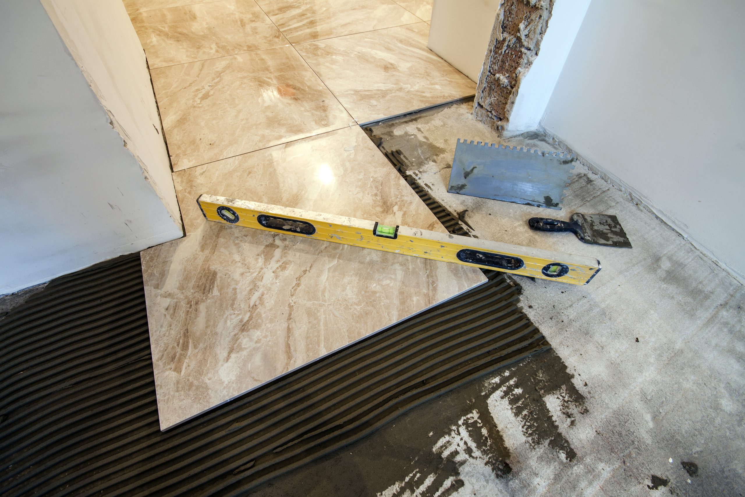 Large format floor tiling
